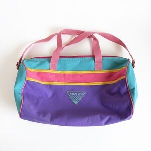 VTG 90s Pack-Ups Colorblock Duffel Bag - Teal/Purple/Pink - Retro AS-IS